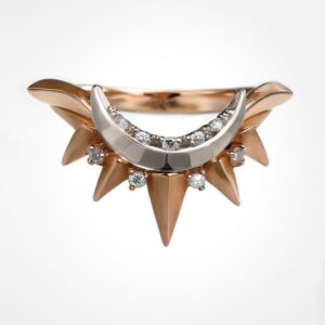 Moon & Stars Diamond Ring White & Yellow Gold