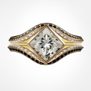 Starlight diamond bridal set yellow gold