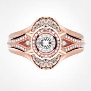 Moon and stars diamond bridal stack, rose gold