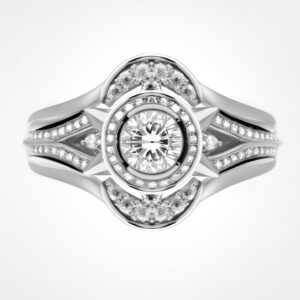 Moon and stars diamond bridal stack, white gold