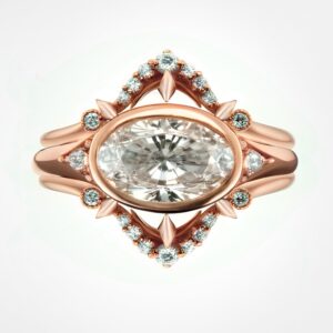 Lunatlier Diamond Bridal Stack, Rose Gold