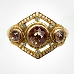 "Celestial Ring" yellow Gold diamond bridal stack