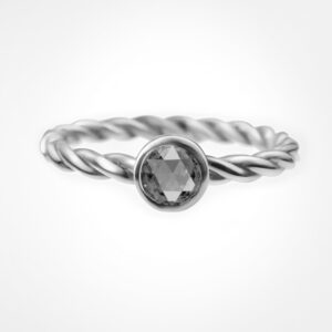 “lost souls” ring with rose cut diamond, white gold