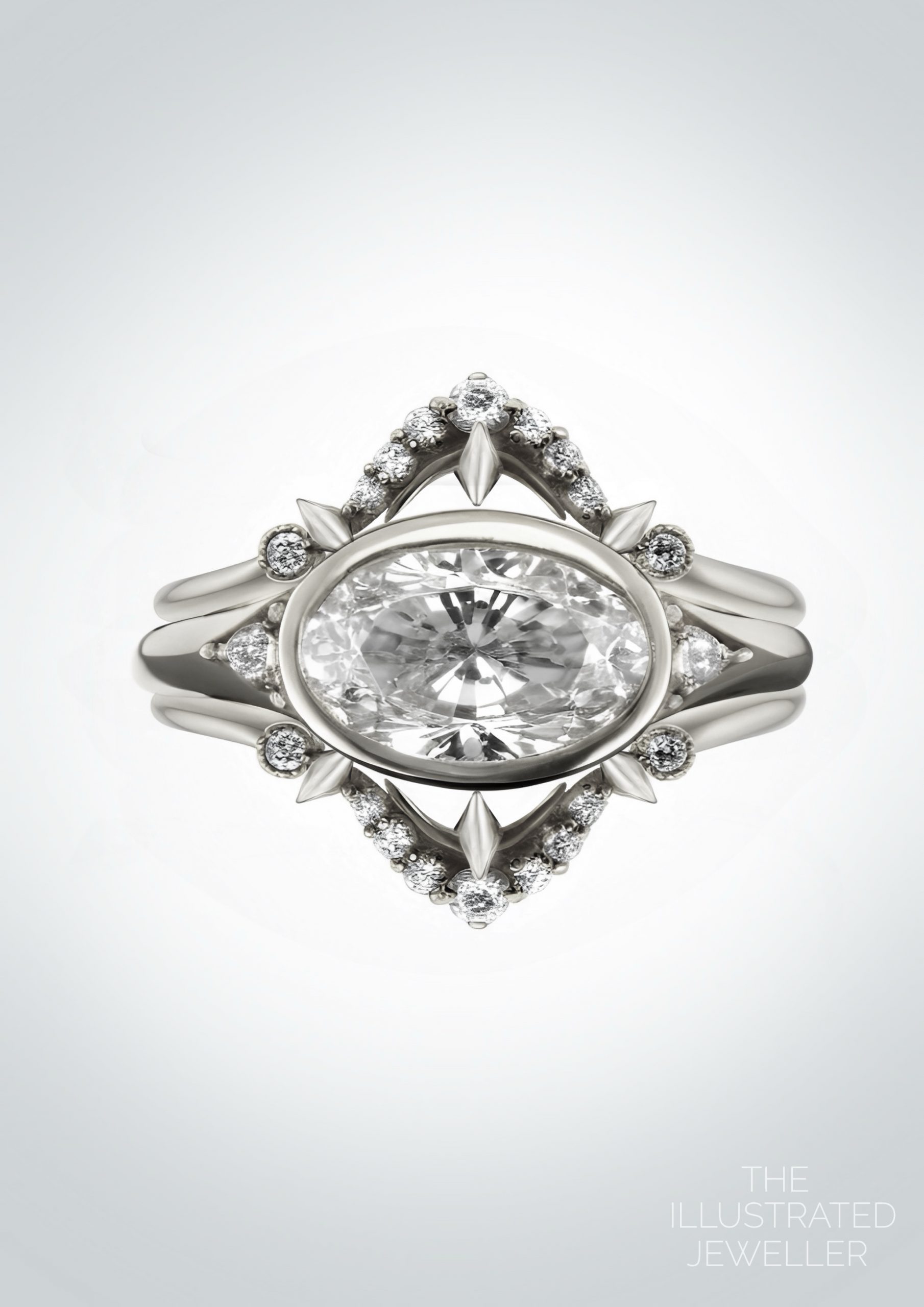 Diamond bridal stack in white gold