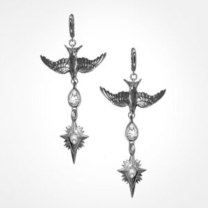Swallow & Northern Star, Diamond Cocktail Earrings, White Gold