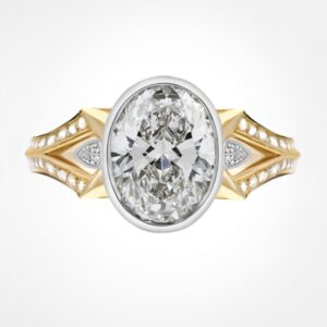 LUMORA oval diamond ring, mixed golds