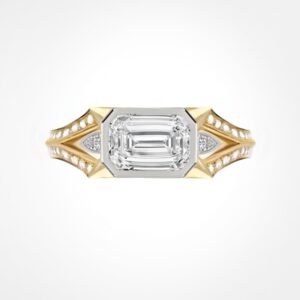 “LUMORA” emerald diamond sunset ring, mixed golds