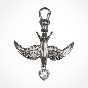 Safe Return - Silver Swallow Charm with 8-Pointed Star & CZ Drop