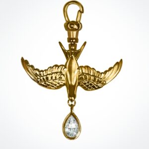 Gold Swallow Charm – Safe Return With Diamond Drop