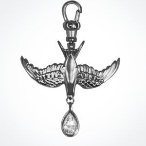 Silver Swallow Charm with Pear Drop