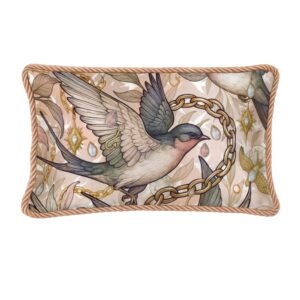 “The illustrated interior” square silk cushion