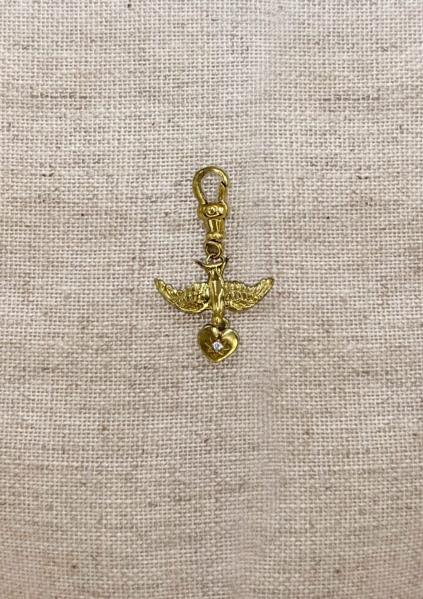 Solid silver, 18ct gold vermeil, Cz hanging heart locket gemstone Close up