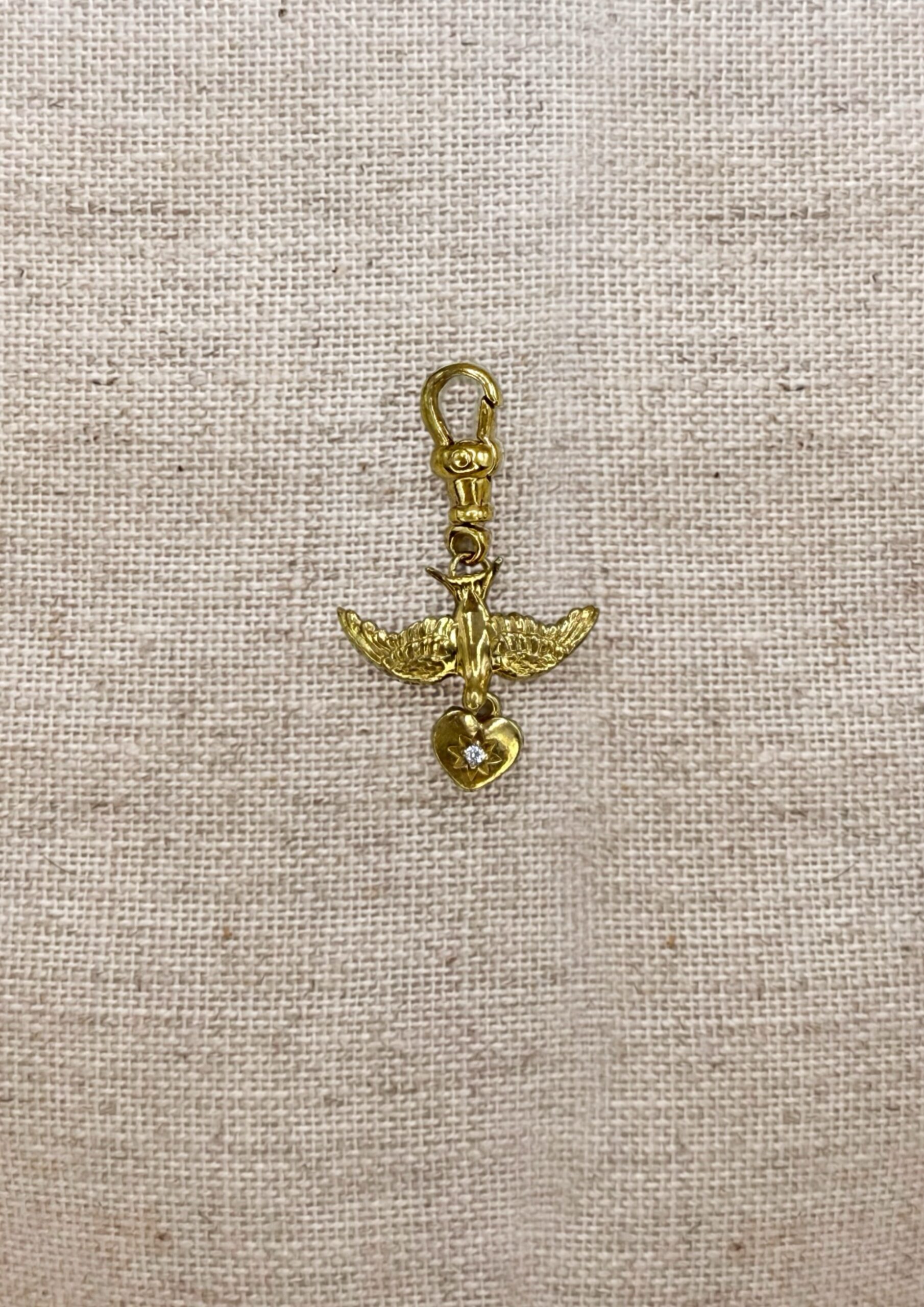 Solid silver, 18ct gold vermeil, Cz hanging heart locket gemstone Close up