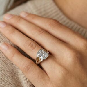 LUMORA Radiant Diamond Ring Mixed Gold Design